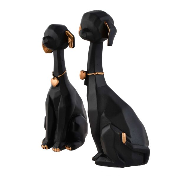 Black Golden Set of 2 Cute Dog Statues